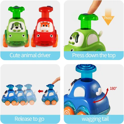 Miniatura 2 de ALASOU 4 piezas de juguetes de coches de animales para niños de 1 año Juguetes para bebés de 1 año, regalos para niños pequeños de 1 a 3