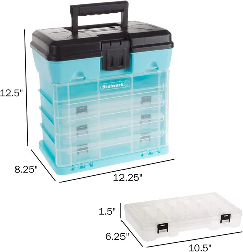 Miniatura 2 de Caja de herramientas portátil - Organizador de piezas pequeñas con cajones y compartimentos personalizables para herramientas, aparejos, cuentas