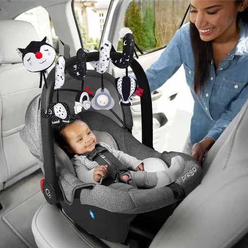 Miniatura 5 de Juguetes de Asiento de Coche ORZIZRO, Juguete de Alto Contraste en Negro y Blanco para Bebés de 0 a 3, 6, 12 Meses, Juguete Musical de Cochecito