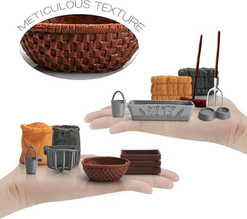 Miniatura 3 de 13 piezas de juguetes de granja, accesorios de comida de granero, juego de herramientas de granja de juguete para animales, figura de caballo, set