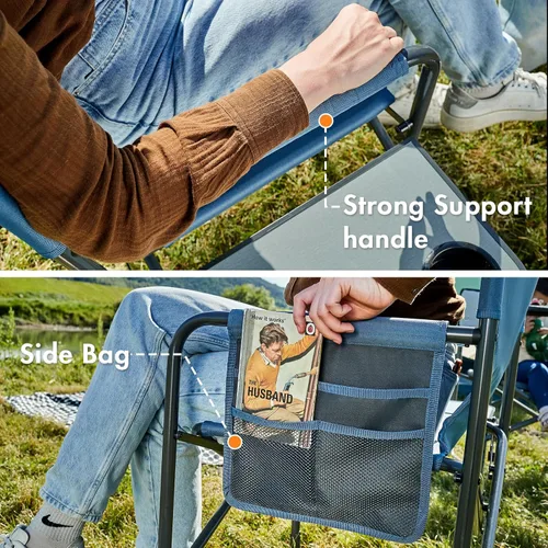 Miniatura 5 de Portal Silla de directores sillas de camping para adultos con mesa auxiliar, sillas plegables para adultos, sillas de director plegables para sillas