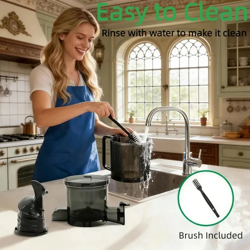 Miniatura 7 de Simple Deluxe Exprimidor de prensa en frío, exprimidor de masticación lenta con canal de alimentación ancho, alto rendimiento de jugo y libre de BPA