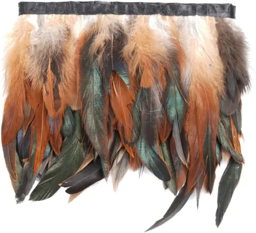 Miniatura 12 de Shekyeon Borde de flecos de plumas de gallo de 2 yardas para decoración de disfraces (negro)