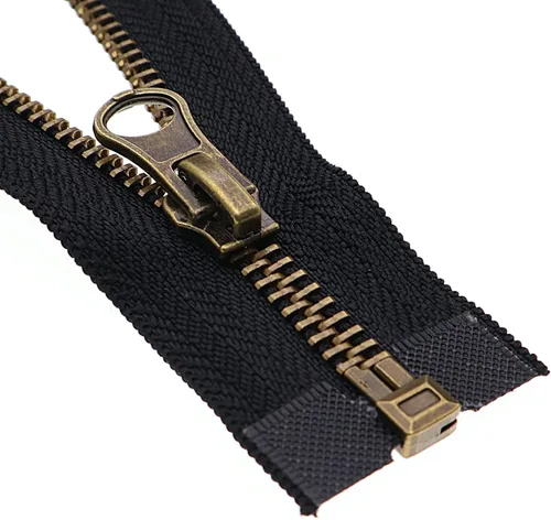 Leekayer 2 cremalleras de metal #5 de 24 pulgadas para chaquetas, abrigos de costura, manualidades, latón antiguo, cremallera separadora de 24