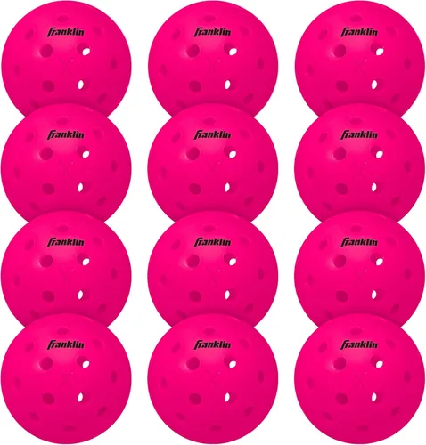 Franklin Sports X-40 pelotas de Pickleball al aire libre - Bola oficial del Pickleball de EE. UU., APP Tour + US Open - Tamaño reglamentario Rosa