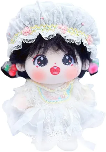 Miniatura 52 de niannyyhouse Muñeca de felpa de 7.9 in de pelo largo para niña, cuerpo de peluche humanoide sin atributo, 8 pulgadas, cuerpo normal, ropa de vestir