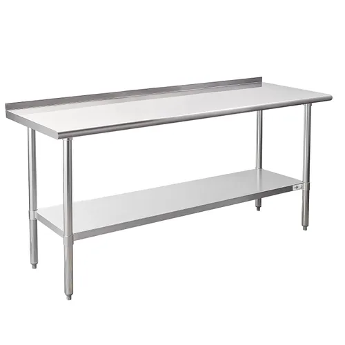 Miniatura 28 de Profeeshaw mesa de trabajo, de uso comercial, de acero inoxidable NSF con protector contra salpicaduras y estante inferior, para cocina, restaurante
