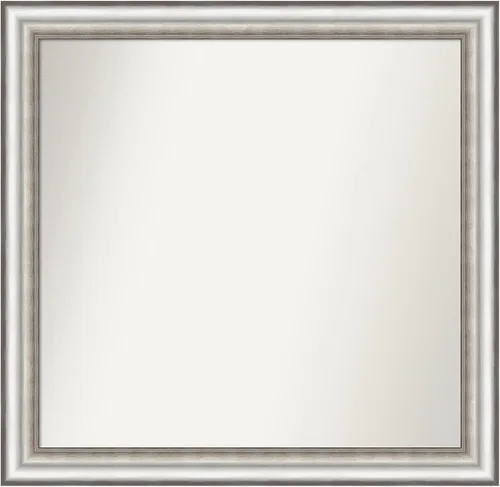 Miniatura 242 de Amanti Art Espejo de baño plateado para sobre el fregadero, 26 x 26 pulgadas, espejo cuadrado de plata antigua, marco de madera tradicional mediano