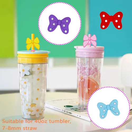 Miniatura 4 de Cubierta de paja de silicona para vasos, pajitas reutilizables, lindas puntas de popote (cubierta de pajita/7 unidades)