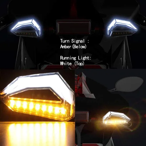 Miniatura 4 de 12 Luces LED intermitentes universales para motocicleta, intermitentes delanteras y traseras, indicador de 10mm Blanco
