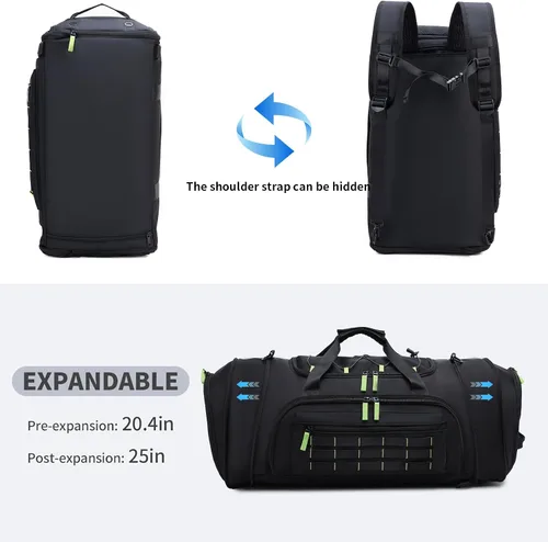 Miniatura 5 de Bolsa de gimnasio para hombres y mujeres, bolsa de viaje deportiva de 46 litros con compartimento para zapatos, bolsa de transporte expandible