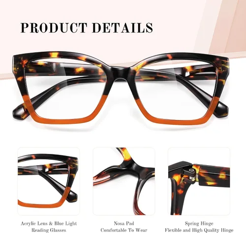 Miniatura 3 de Paquete de 3 lentes de lectura para mujeres - Lentes de bloqueo de luz azul de moda con forma de ojo de gato, lentes con bisagra de resorte