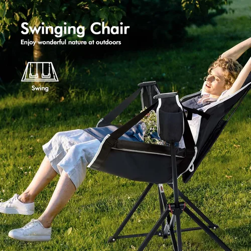 Miniatura 2 de AKSOUL Silla de camping hamaca columpio: sillas plegables y portátiles con bolsa de almacenamiento, capacidad de peso para adultos de 265 libras