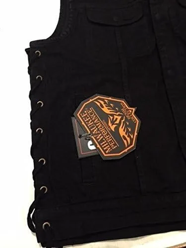 Miniatura 6 de Chaleco de mezclilla negro con diseño de hijo de la anarquía para hombre