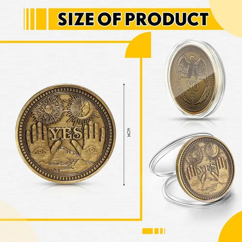 Miniatura 4 de Sureio 20 piezas de monedas "Yes No Challenge", monedas de la suerte, monedas de amabilidad, medallón de coleccionista, recuerdo, adivinación, Oro
