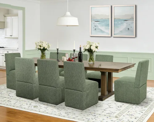 Miniatura 32 de RNKSFX Juego de 4 sillas de comedor tapizadas verdes, sillas de comedor modernas, sillas de cocina y comedor, sillas de comedor de lino con marco
