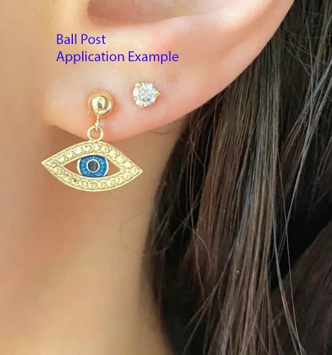 Miniatura 5 de Adabele 40 aretes hipoalergénicos de 0.157 in, anillo cerrado de bola de 0.157 in, 40 piezas en la parte trasera de tuerca chapada en oro amarillo