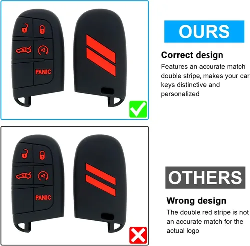 Miniatura 2 de Cubierta para llavero REMOCH para accesorios Dodge, estuche para llave de 5 botones para Dodge Charger Challenger Dart Durango Journey, control Rojo