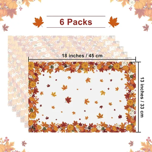 Miniatura 2 de Ruisita 6 manteles individuales de otoño de 18 x 13 pulgadas, manteles individuales de Acción de Gracias, manteles individuales de hojas de arce