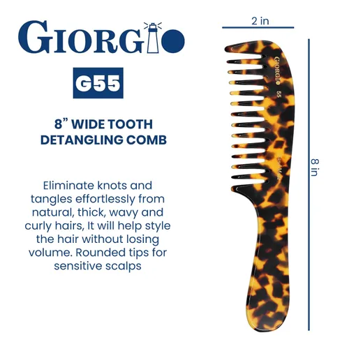 Miniatura 3 de Giorgio G55 TY - Peine de dientes anchos para desenredar el cabello mojado, peine para desenredar el cabello de grosor fino a medio, peines
