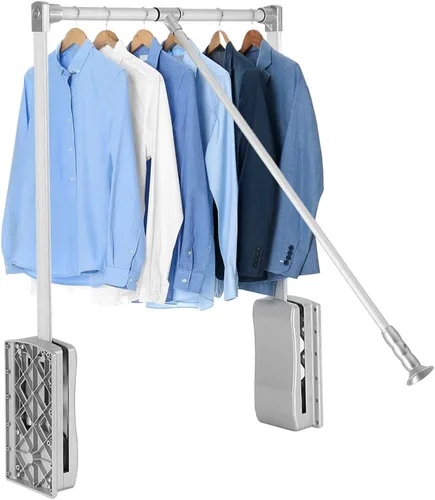 Barra de armario extraíble, organizador de armario ajustable, riel de ropa para colgar ropa resistente, colgador de barra de ropa suave, ahorro de