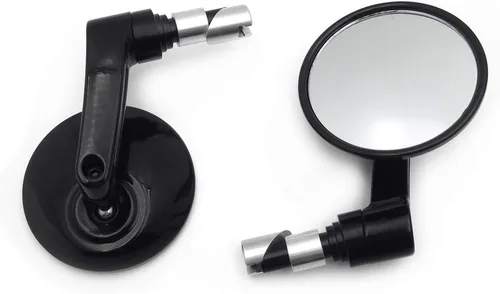 Miniatura 3 de MT448- Negro 7/8" 1" 0.866 in 0.984 in Espejo de extremo de barra redonda Diamante corte hacia abajo Café Compatible con H-D Reemplazo de 56000133A