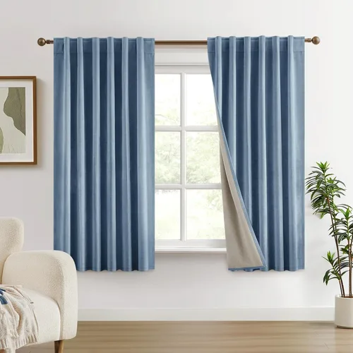Miniatura 14 de HOMEIDEAS Cortinas Opacas 100% de Chenilla para Dormitorio, Cortinas Rosa Rubor de 63 Pulgadas de Largo, 2 Paneles para Sala de Estar/Guardería