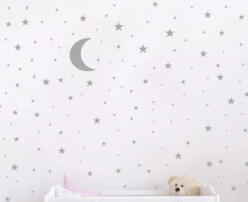 Miniatura 15 de Vinilo adhesivo de pared con diseño de luna y estrellas para niños y niñas, decoración de habitación de bebé, decoración de pared para el hogar