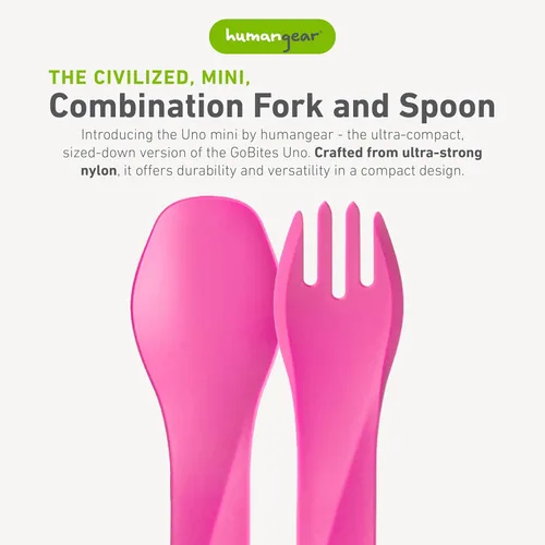 Miniatura 2 de humangear GoBites Uno Utensilios de viaje y campamento Utensilios de comedor portátiles y convertibles Tenedor multifuncional, rosa Rosado