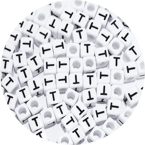 Miniatura 14 de Cuentas cuadradas de letras acrílicas de 0.236 x 0.236 pulgadas, cuentas A del alfabeto para pulseras, joyería, llavero DIY, 100