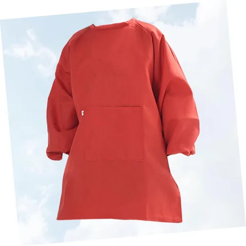 Miniatura 2 de Long Sleeve Art Smock Apron Red Painting Smock with Adjustable Closure Protective Drawing Coat for Preventing Stains and Watercolor