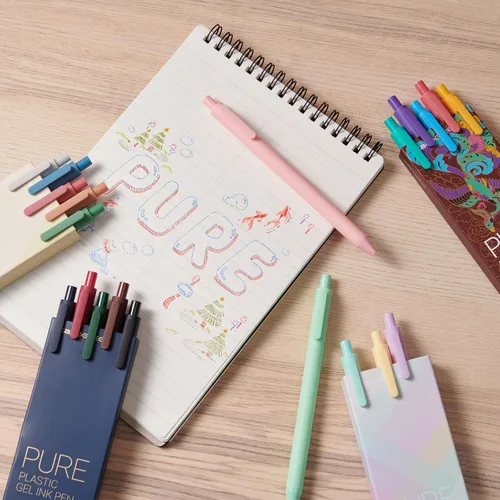 Miniatura 4 de Kaco PURE Bolígrafos de gel de colores, 30 piezas de tinta de colores surtidos de 0.5 mm de punta fina, bolígrafos estéticos para agenda, papelería