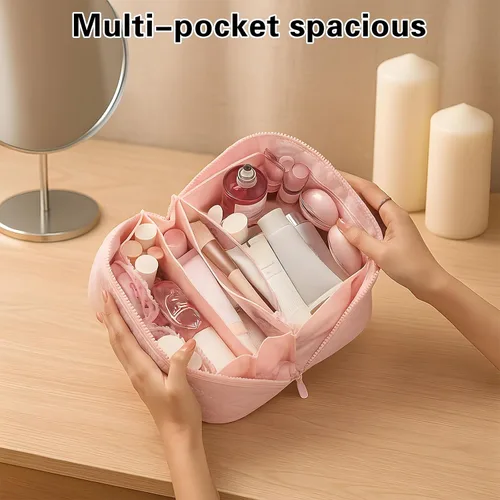 Miniatura 4 de Bolsa de maquillaje de viaje, bolsa de maquillaje acolchada para mujer, organizador de cosméticos impermeable, organizador de maquillaje, bolsa