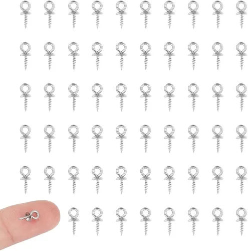Miniatura 10 de UNICRAFTALE 100 piezas de acero inoxidable tornillo ojo pin peg fianzas taza perla clavija fianzas pin colgantes, tornillos de ojo conectores, acero