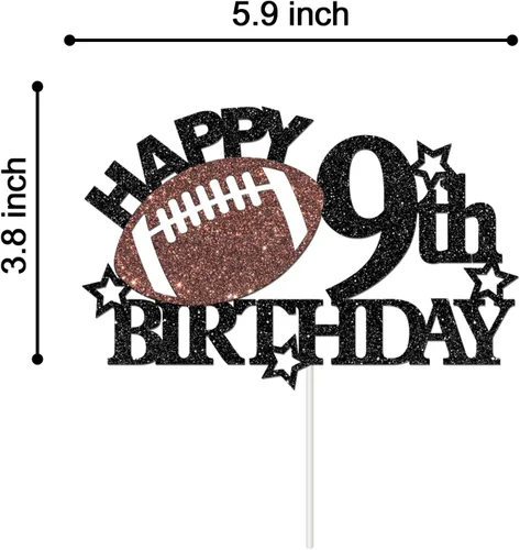 Miniatura 2 de Decoración para pastel de cumpleaños de 9º cumpleaños de fútbol – Decoración de fiesta de cumpleaños temática de fútbol/deporte para niños