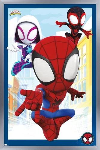 Miniatura 11 de Marvel Spidey and His Amazing Friends - Póster de pared grupal, 22.4 pulgadas de largo x 14.7 pulgadas de ancho, versión enmarcada de madera