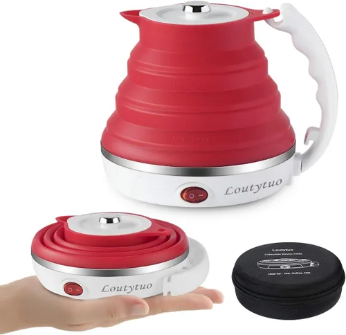 Miniatura 10 de Tetera eléctrica plegable de silicona de grado alimenticio ultrafina mejorada para viajes, protección contra hervir en seco, portátil con voltaje