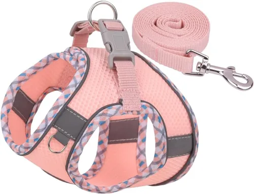 Miniatura 3 de Juego de arnés y correa para perro, arnés reflectante ajustable sin tirones para perros pequeños y medianos, arnés chaleco fácil de caminar, arnés