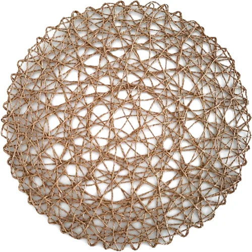 Miniatura 17 de Manteles individuales de tamaño grande de 14.9 pulgadas Tapete creativo redondo trenzado Tapete de estilo bohemio para mesa de cocina, Beige