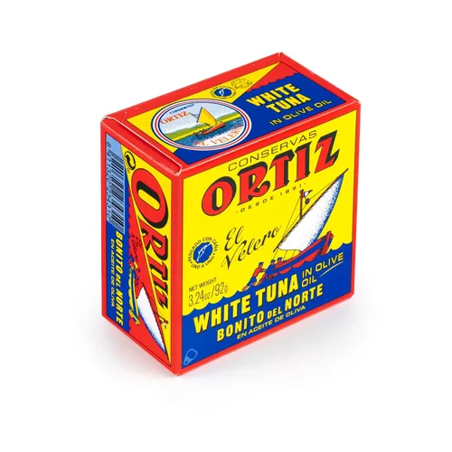 Miniatura 4 de Ortiz Atún blanco en aceite de oliva, rebanadas tiernas frescas, atún silvestre español, alto en proteínas y grasas Omega 3, excelente en ensaladas