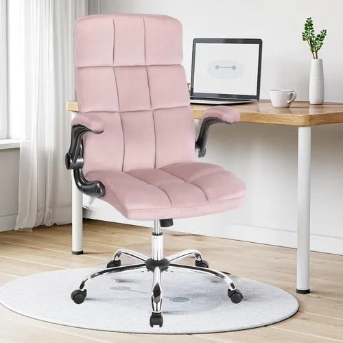 Miniatura 2 de Sillas de oficina de terciopelo con reposabrazos abatibles, silla de escritorio cómoda de tela para oficina en casa con ruedas, sillas ergonómicas