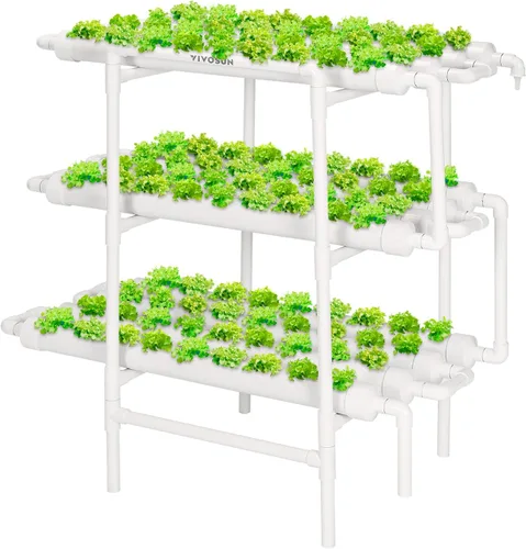 Miniatura 11 de VIVOSUN Kit de cultivo hidropónico montado en la pared, 1 capa, 36 sitios de plantas, 4 tubos de PVC-U de grado alimenticio, sistema de plantación
