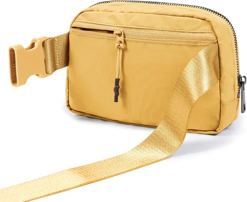 Miniatura 4 de ODODOS Minicangurera unisex con correa ajustable para entrenamiento, correr, viajar, senderismo, amarillo (Buff Yellow)