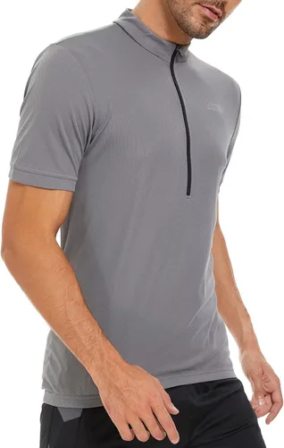 Miniatura 4 de bpbtti - Camiseta de ciclismo de manga corta para hombre, camiseta de ciclismo MTB con media cremallera frontal y 3 bolsillos posteriores