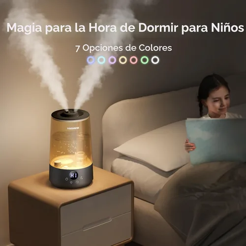 Miniatura 6 de Homvana Humidificadores para dormitorio y hogar, 3.6 L de llenado superior de niebla fría 34 horas de tiempo súper largo, silencioso 23 dB, Negro