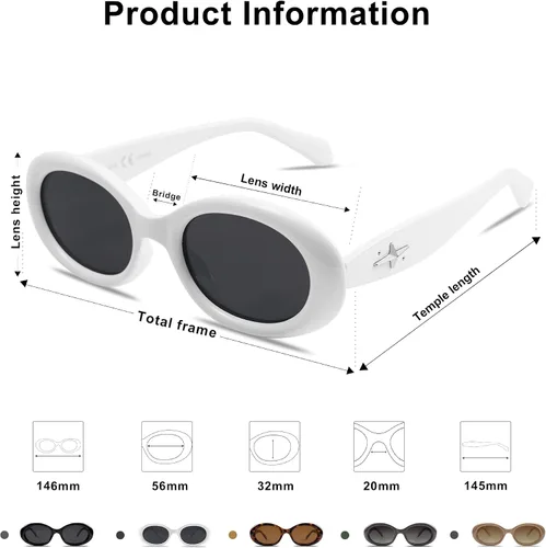 Miniatura 5 de SOJOS Gafas de sol polarizadas ovaladas pequeñas retro para mujeres y hombres, estilo vintage de los años 90, protección UV400, gafas de sol