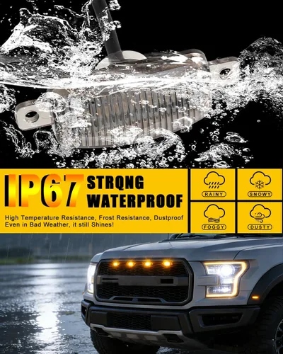 Miniatura 5 de Luz de rejilla delantera para automóvil, luz ámbar de circulación diurna, luz de advertencia decorativa para Ford Toyota Raptor Jeep, vehículos