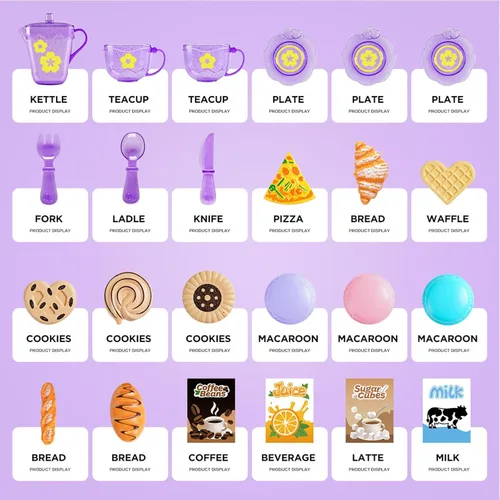 Miniatura 2 de Juego de fiesta de té para niñas pequeñas, juego de comida de postre para niños de 3, 4, 5, 6, 7, 8, 9, juego de postres para niñas, princesa