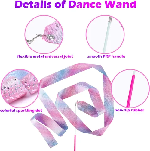 Miniatura 3 de 14 piezas de cintas brillantes de danza para niños y niñas, princesa, sirena, ballet, bailarina, gimnasia, artículos para fiestas de cumpleaños