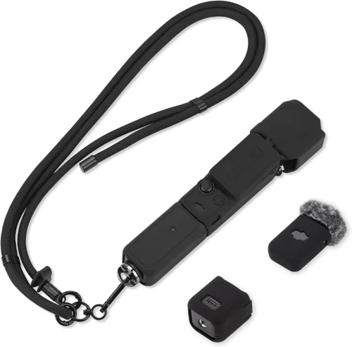 Funda de Silicona para Pocket 3 y Cordón para el Cuello, Funda Protectora con Protector de Lente Resistente a Rayones, Ajustable, Fácil de